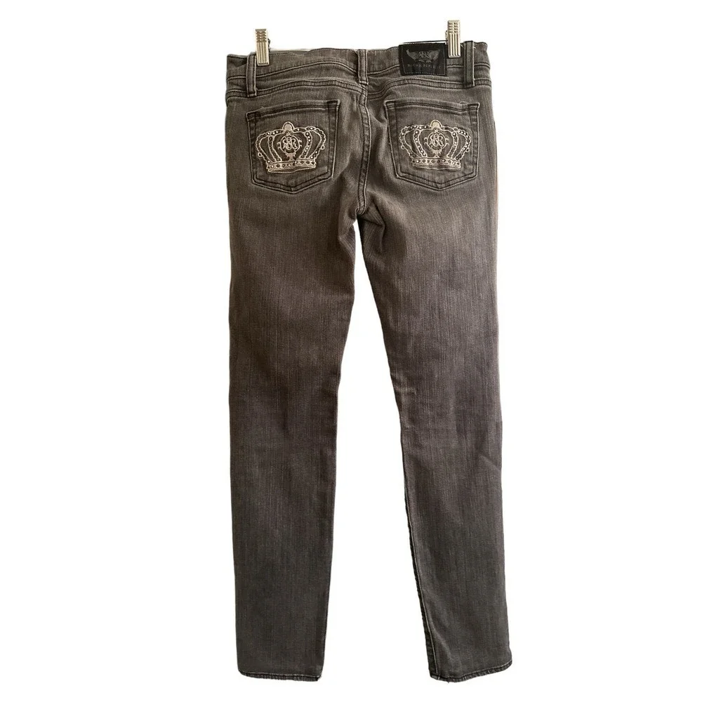 Rock & Republic Berlin Women's Low Rise Slim Fit Cotton Denim Jeans Size 26 Gray